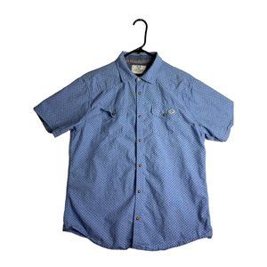 Flag & Anthem Mens Size Large Blue Pearl Snap Shirt